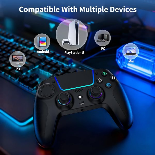 VidPPluing Wireless Controller Compatible with PS5/Android/IOS/MAC/Steam Deck, Gamepad with LED Lighting/Hall Effect Trigger/Turbo/Macro/Dual Vibration/3.5mm Headset Jack/1500 mAh Battery