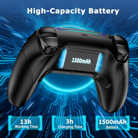 VidPPluing Wireless Controller Compatible with PS5/Android/IOS/MAC/Steam Deck, Gamepad with LED Lighting/Hall Effect Trigger/Turbo/Macro/Dual Vibration/3.5mm Headset Jack/1500 mAh Battery