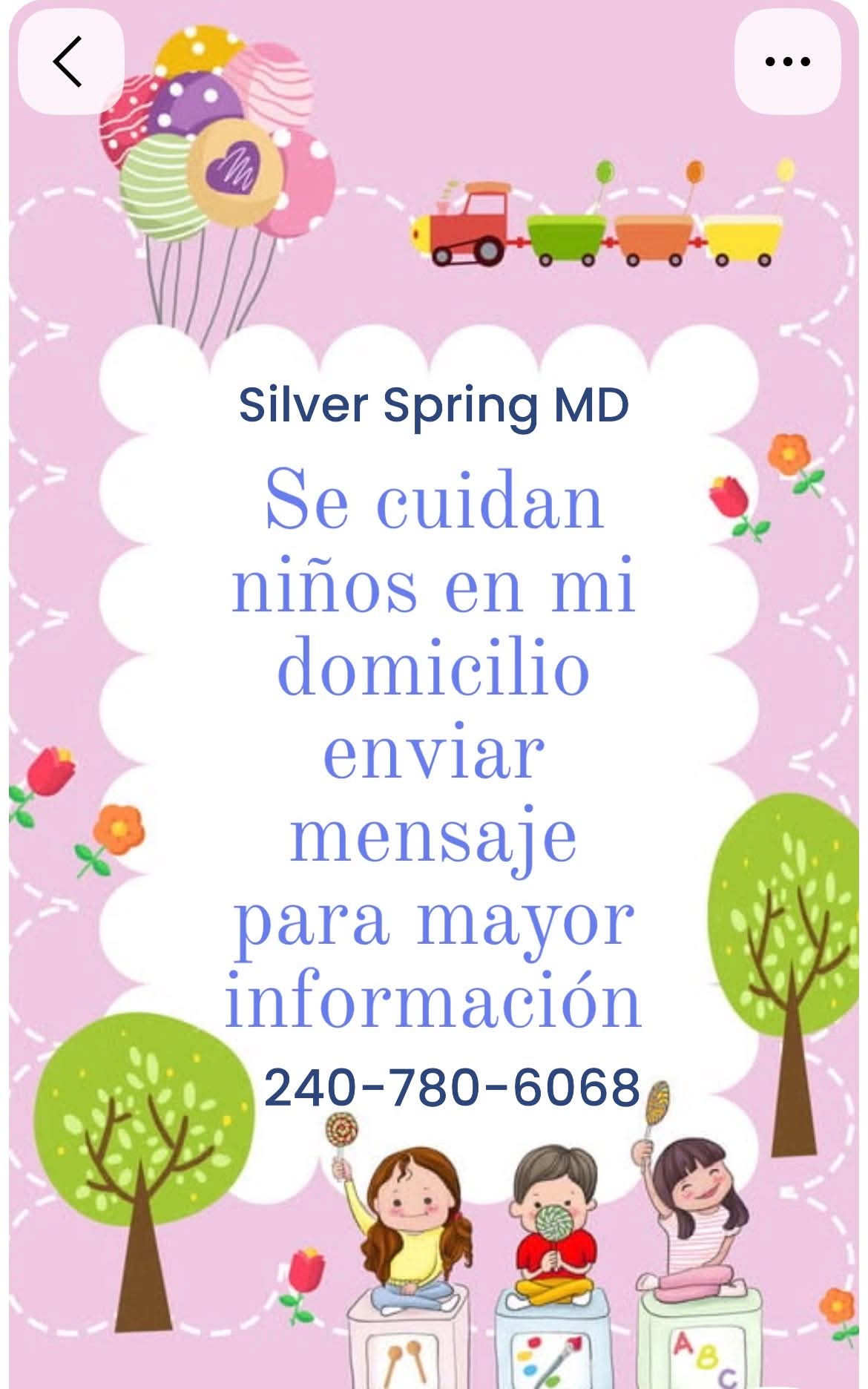 Se cuidan niños en Área de Colesville, Maryland