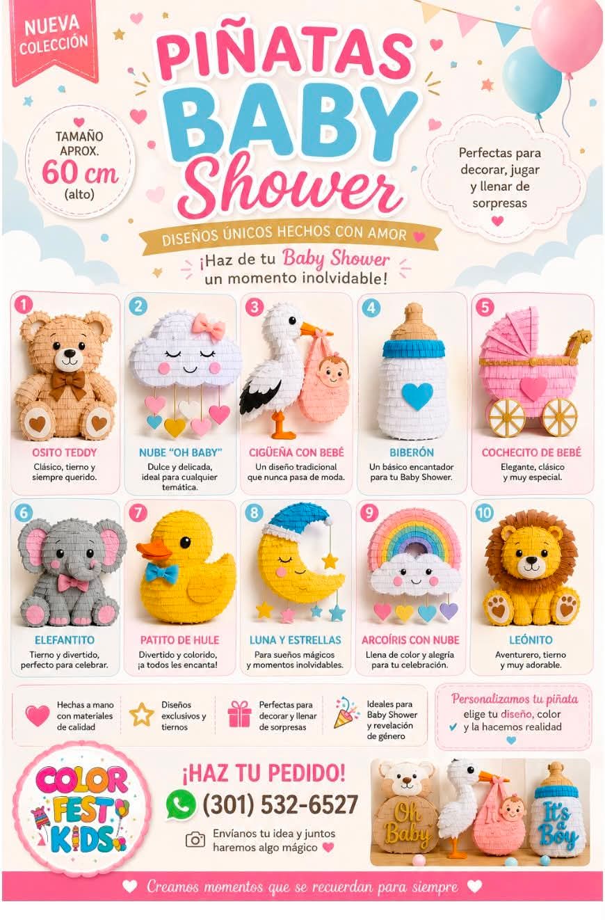 PIÑATAS DE BABY SHOWER 🍼🎉🎊En TODO DMV, MARYLAND, DC, Y VIRGINIA. ,