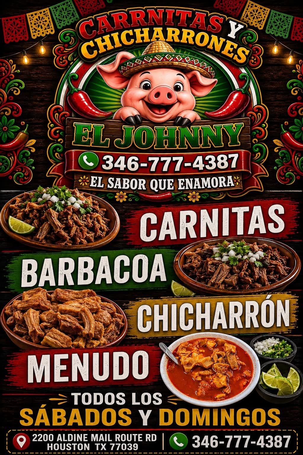 🌮🇲🇽 ¿Antojo de Carnitas, Chicharrón o Barbacoa? ¡Ven a Carnitas y Chicharrones El Johnny y Disfruta el Verdadero Sabor Casero! Houston, Texas.